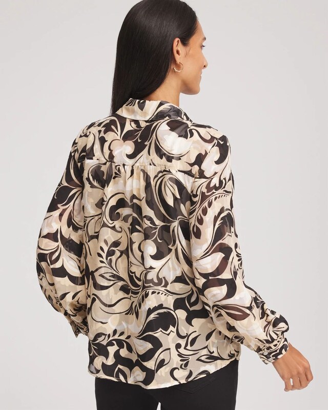 Floral Burnout Blouson-Sleeve Blouse - image 3